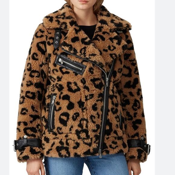 Avec Les Filles Teddy Faux Fur Biker Jacket - Picture 16 of 16